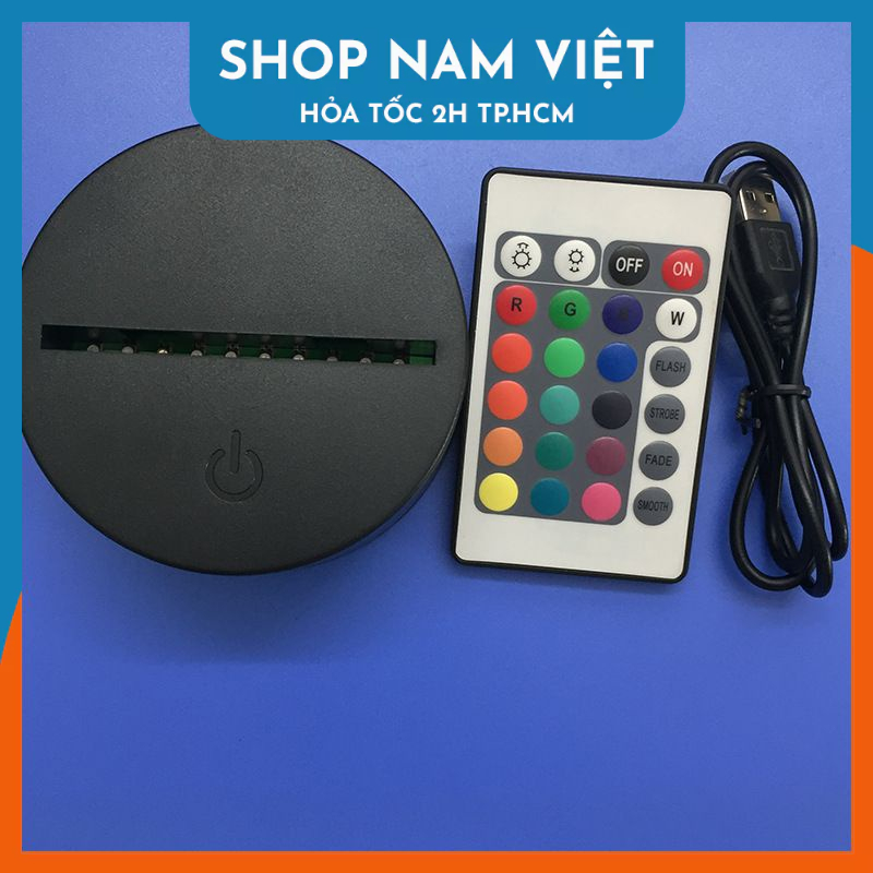 Đế Đèn LED 3D Gỗ / Nhựa - (Remote, 16 Màu Đèn) (Không kèm tấm mica)