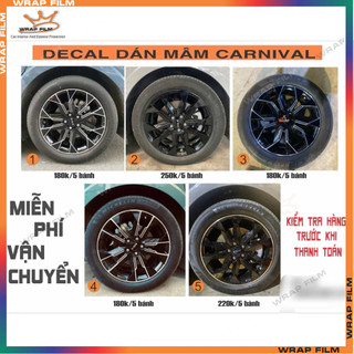 Decal dán mâm CARNIVAL 3 lớp (5bánh), dễ dán độ bám dính cao, chất liệu decal đen bóng 3 lớp cao cấp