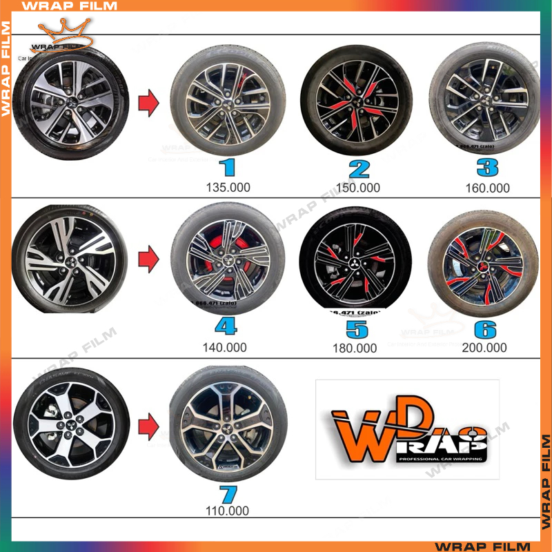 Decal dán mâm Xpander phối đỏ 3M phản quang (bộ 5bánh)