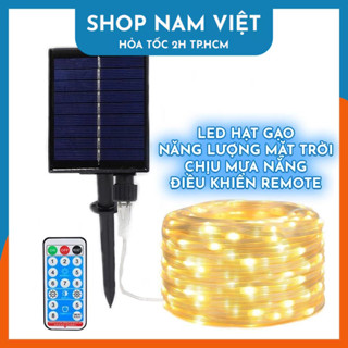   Năng Lượng Mặt Trời  Dây Led Hạt Gạo Đời Mới Chống Nước Quấn Cây Chịu Mưa Nắng Kèm Remote 
