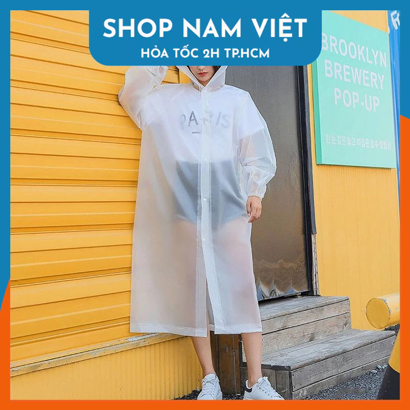 Áo Mưa Một Người Trong Suốt Có Nón Thời Trang, Nhựa EVA Sử Dụng Nhiều Lần
