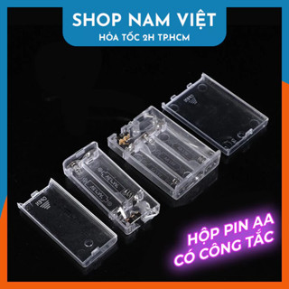 Hộp Đựng Pin AA Có Công Tắc Bằng Nhựa Trong Suốt (Có Nắp)