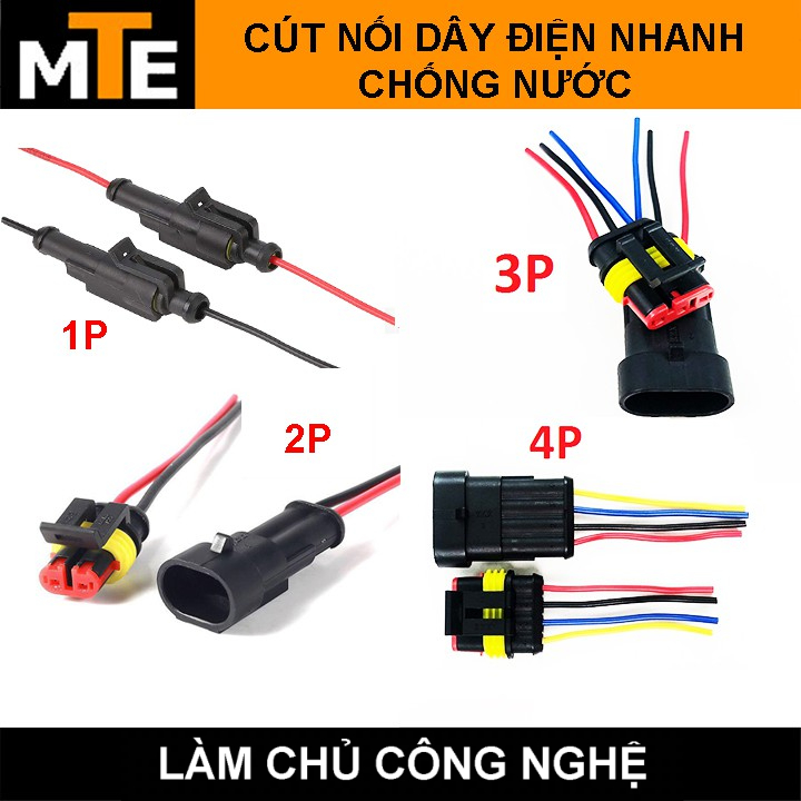 Cặp jack nối dây điện 1P, 2P, 3P, 4P chống nước dùng cho xe máy, xe hơi ô tô