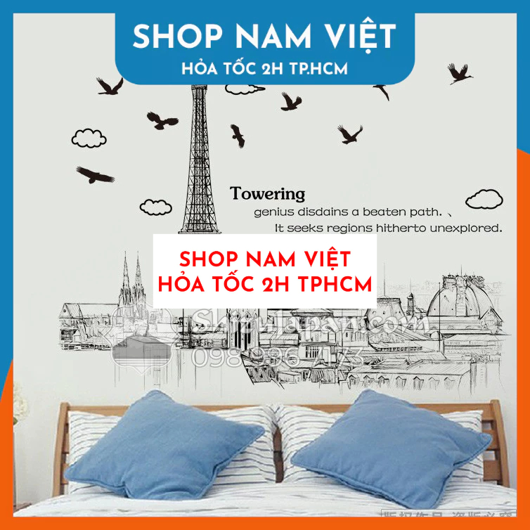 Decal Dán Tường Trang Trí Tháp Eiffel
