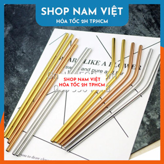 Ống Hút INOX 304 26.5cm Cho Bình Giữ Nhiệt, Ly YETI Kèm Cọ Rửa (Hàng Loại 1) - Nhiều Kiểu - Nhiều Màu