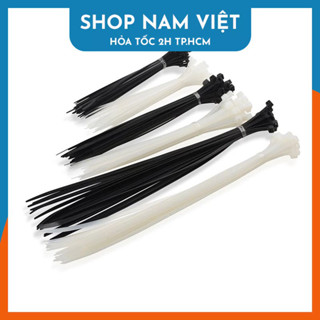 Dây rút lạt nhựa (trắng/đen) 10, 15, 20, 25, 30, 40cm Siêu Bền để làm vườn, thi công (100 dây gói)