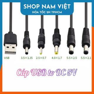Dây Cáp Chuyển USB 5V to DC Jack 5.5 / 4.0 / 3.5 / 2.5mm Cho Quạt Sạc, Đèn Sạc, Đèn LED