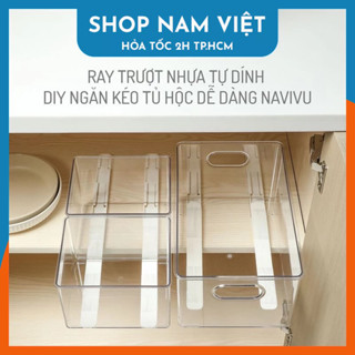 Ray trượt ngăn kéo nhựa tự dính DIY ngăn kéo tủ hộc dễ dàng NAVIVU
