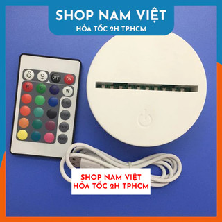 Đế Đèn LED 3D 16 Màu Cảm Ứng + Remote (không kèm tấm mica)