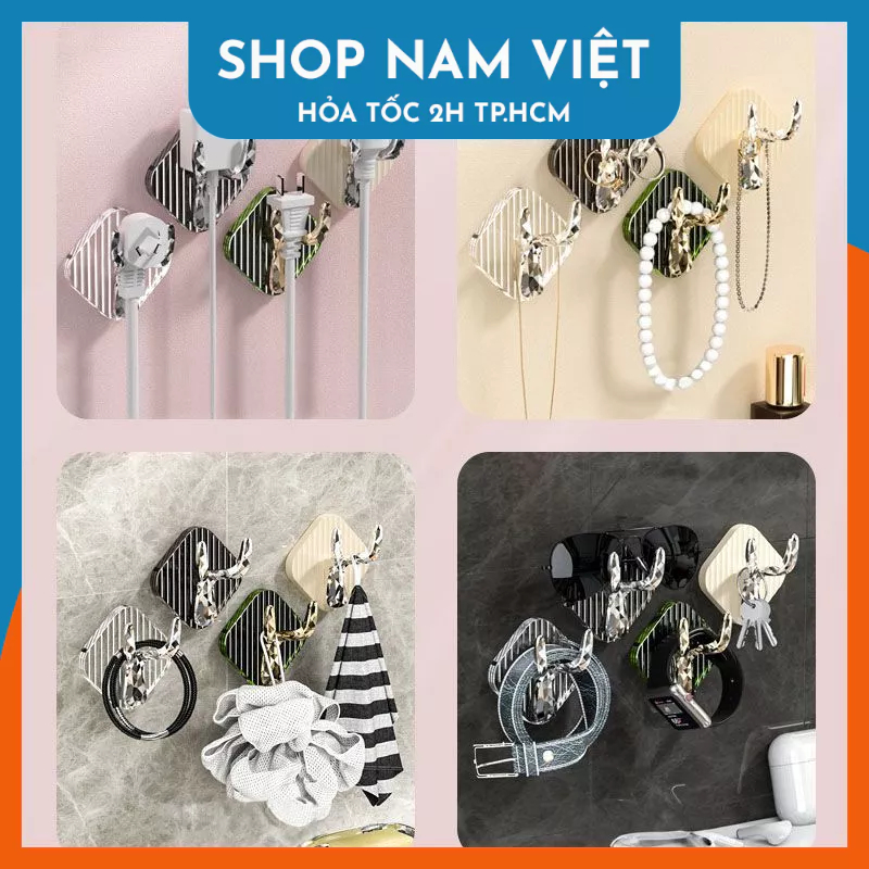 Móc dán treo tường hươu pha lê
