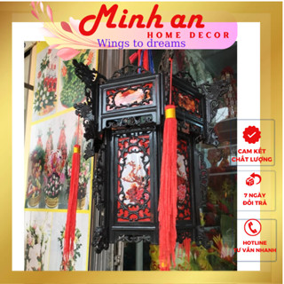  Đèn lồng trang trí MINHAN đèn lục giác nhựa giả gỗ giá tại xưởng,đèn lồng trang trí nhà cửa đời sống 