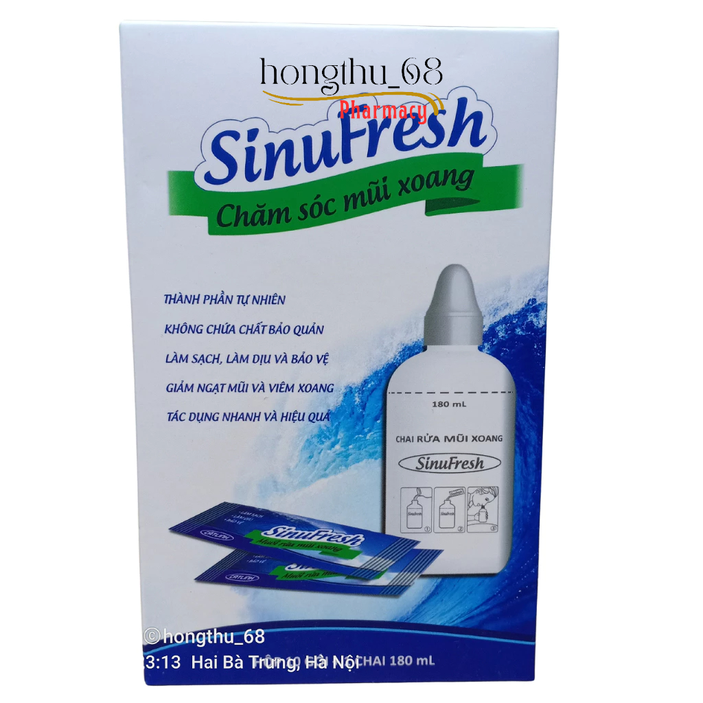 SinuFresh (Muối Rửa Mũi Xoang) hộp 10 gói +lọ 180ml