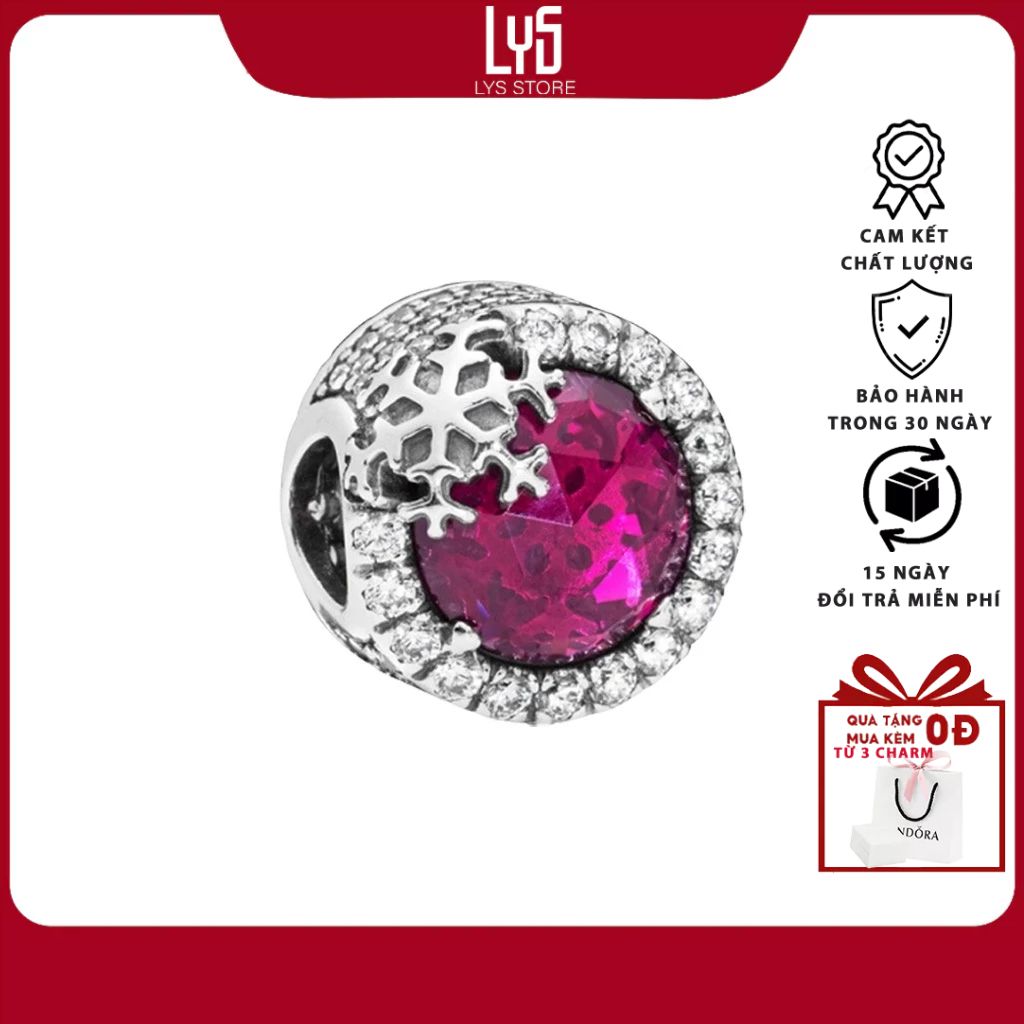 Charm Bạc Lys hồng bông tuyết Brilliant Snowflakes 1227 - Charm Bạc S925 cao cấp