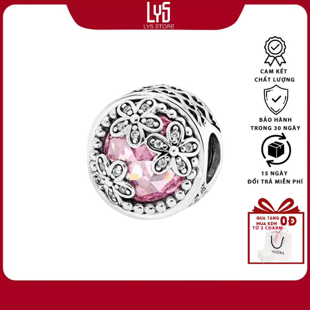 Charm Bạc Lys hồng thơ ngây 3 hoa chích chòe Roses&Flowers 1223 - Charm Bạc S925 cao cấp