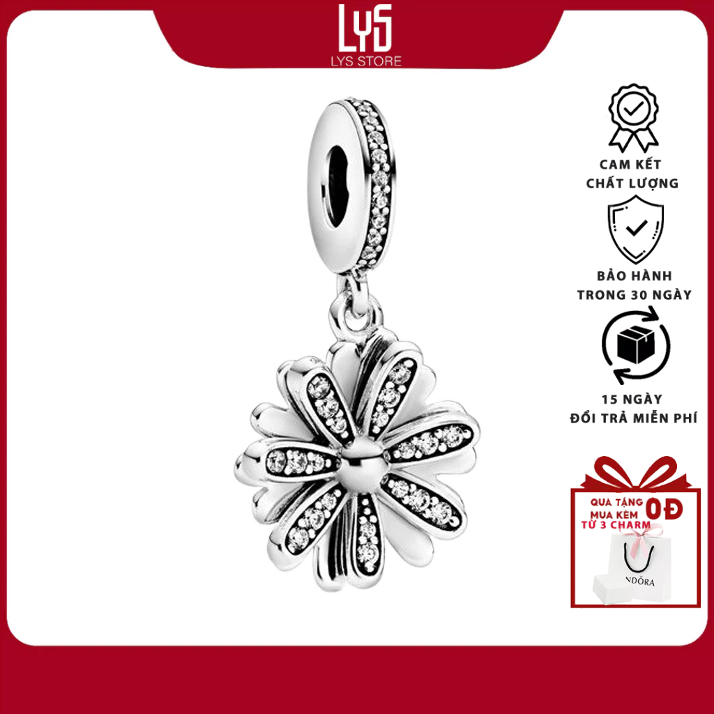 Charm Bạc Lys hình hoa cúc Sparkling Daisy Flower Dangle 1177 - Charm Bạc S925 cao cấp