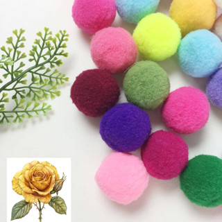 Ba cục bông len tròn màu kem - 3cm