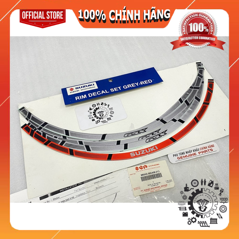 Tem viền mâm GSX R150 S150, Bandit 150 chính hãng, Tem dán mâm GSX 150 - 990H0990AM013