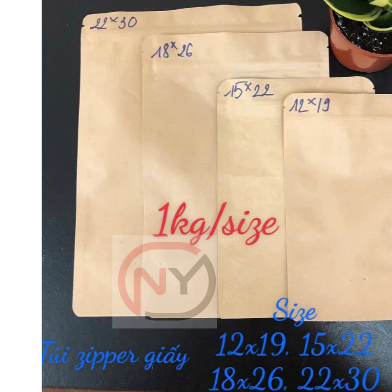 [1kg/size] túi zip giấy kraft đáy đứng không cửa sổ