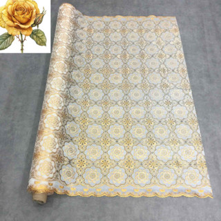    Khổ 1,4m   Khăn trải bàn hoa ren vàng bằng nhựa không thấm nước - BÁN THEO TẤM - giao hình ngẫu nhiên 