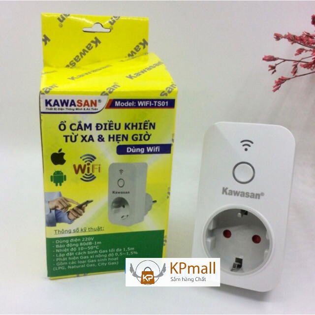 Ổ cắm điều khiển qua wifi/3G có chức năng hẹn giờ (timer hẹn giờ qua wifi/3G) Kawasan wifi - TS01