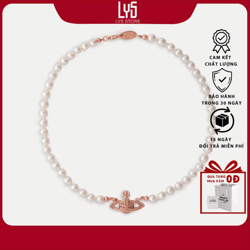 Dây chuyền Lys chính hãng Mini Bas Relief Pearl Choker 6196