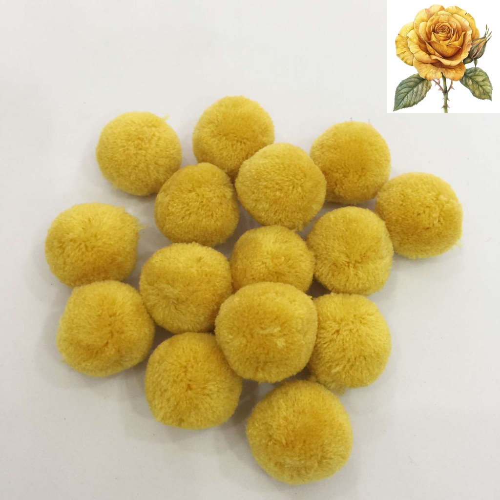 Ba cục bông len tròn màu vàng - 3cm