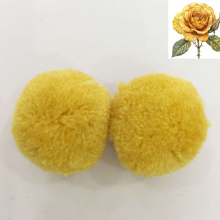 Ba cục bông len tròn màu vàng - 3cm