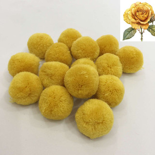 Ba cục bông len tròn màu vàng - 3cm