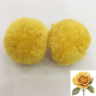 Ba cục bông len tròn màu vàng - 3cm