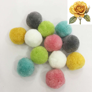 Ba cục bông len tròn màu vàng - 3cm