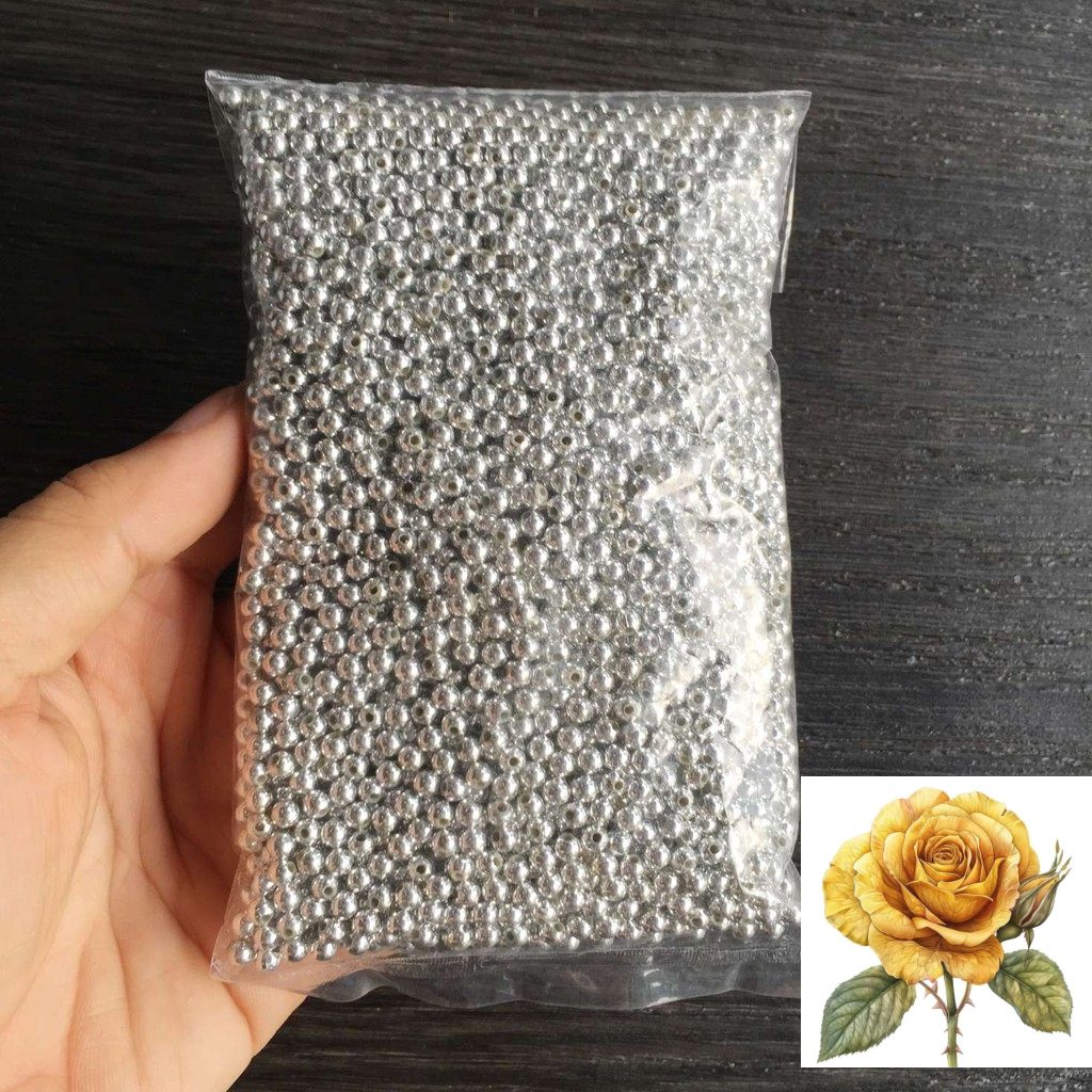 Bịch hạt cườm đính áo, làm đồ cột tóc màu bạc - bịch 100gr