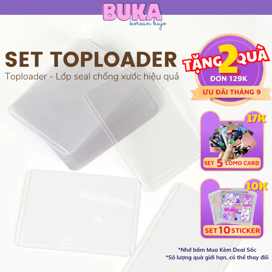 Thẻ Toploader Buka top loader B8 A7 top đựng card ảnh idol Kpop, Anime khổ ngang, khổ dọc có seal chống xước