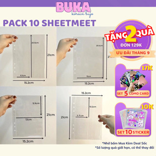 Sheet A5 A4 sheet meet chứa ảnh Buka nhiều kích thước trong suốt 6 lỗ (CHƯA KÈM BÌA) đựng card cho binder combo 5 10
