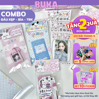 Set 10 đầu bấm + bìa + tbk phong cách y2k Buka, phụ kiện gói hàng đồ gói hàng card blackpink giấy gói hàng cute