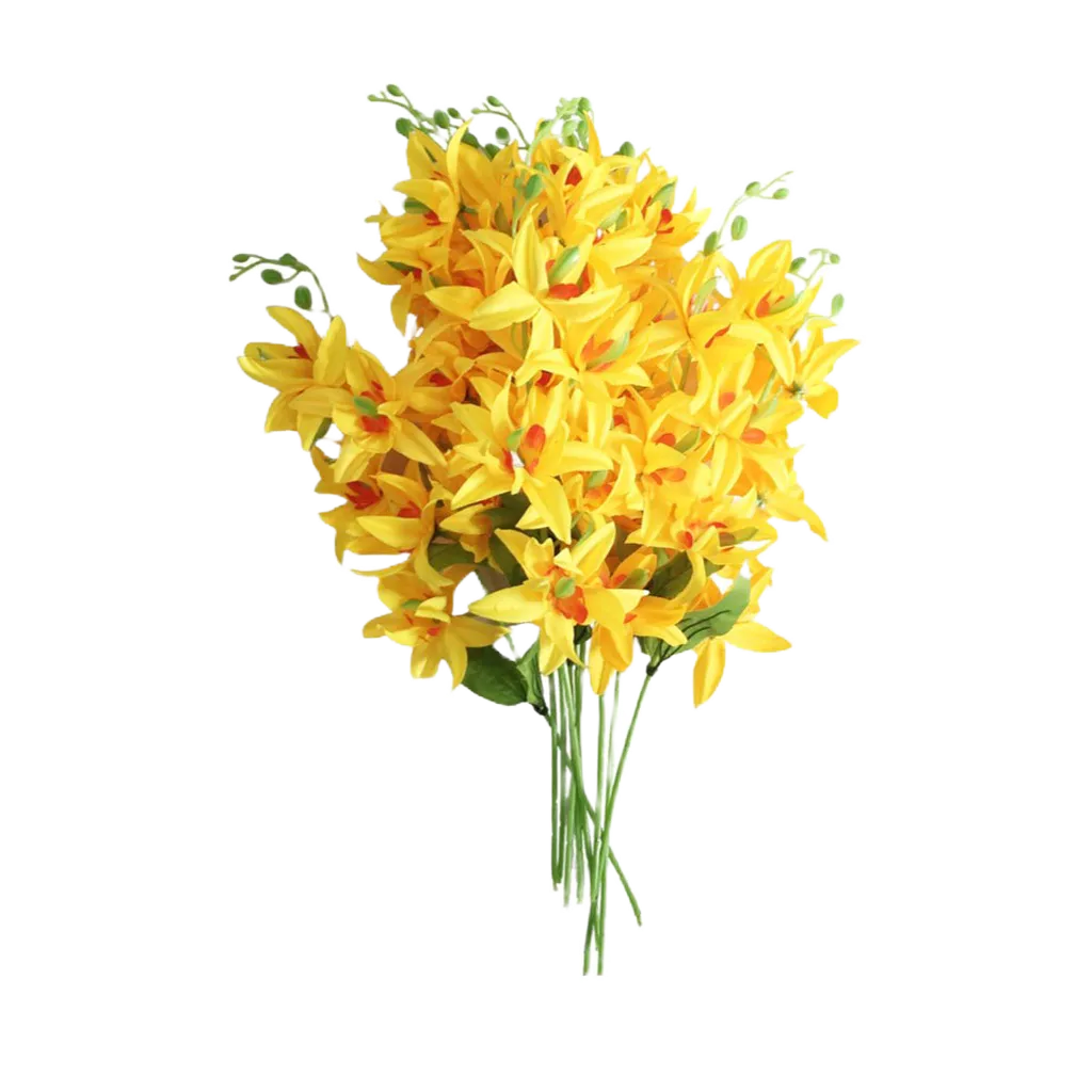 Cành hoa lan sao màu vàng -  hoa giả cao cấp [ 1 cành ]