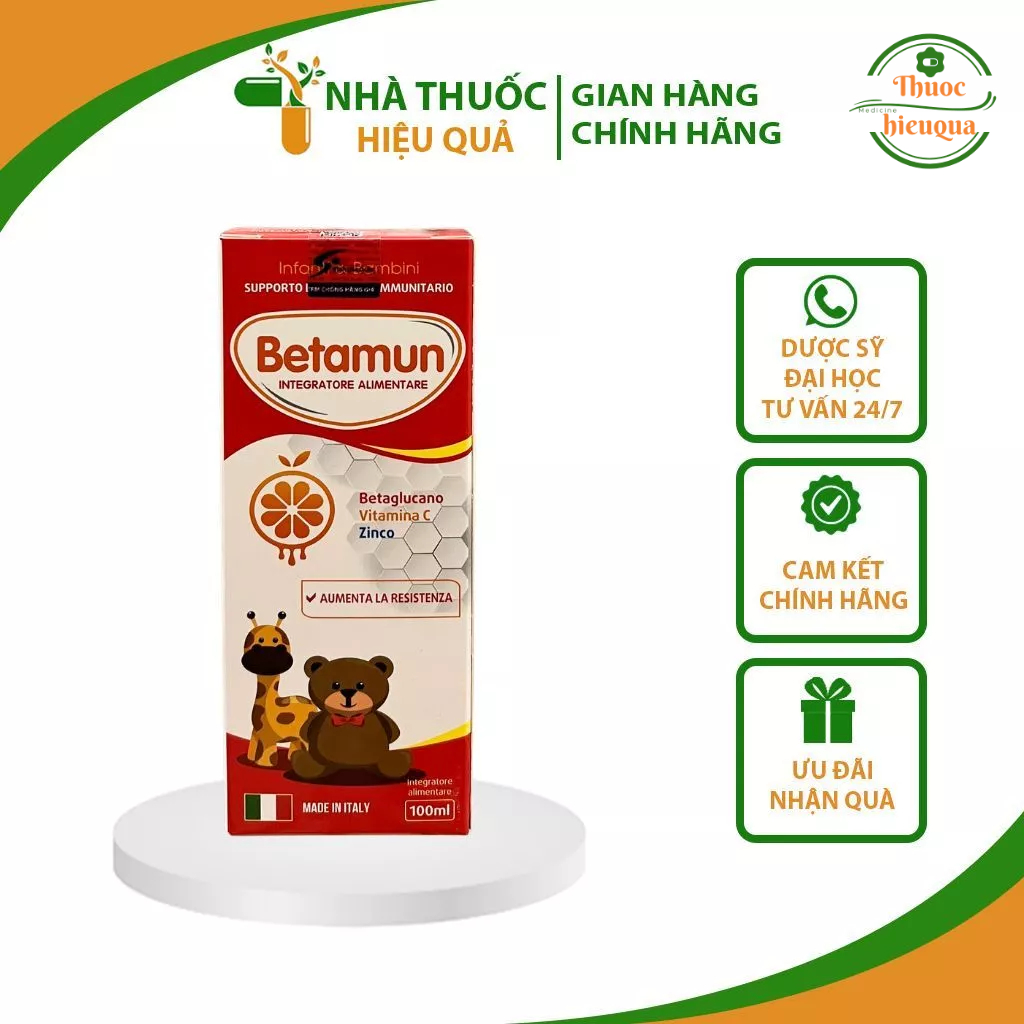 Betamun I Siro ăn ngon, tăng sức đề kháng xuất xứ từ Italia I Chứa Beta Glucan chiết xuất từ nấm men hiệu quả cao