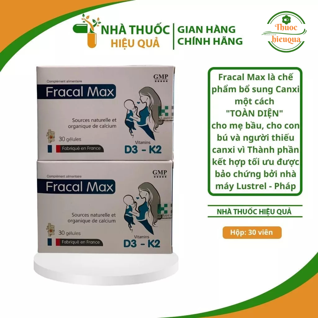 Canxi Fracal Max nhập khẩu Pháp I Canxi hữu cơ, bổ sung thêm Vitamin D3, K2 và Magie cho hấp thụ can