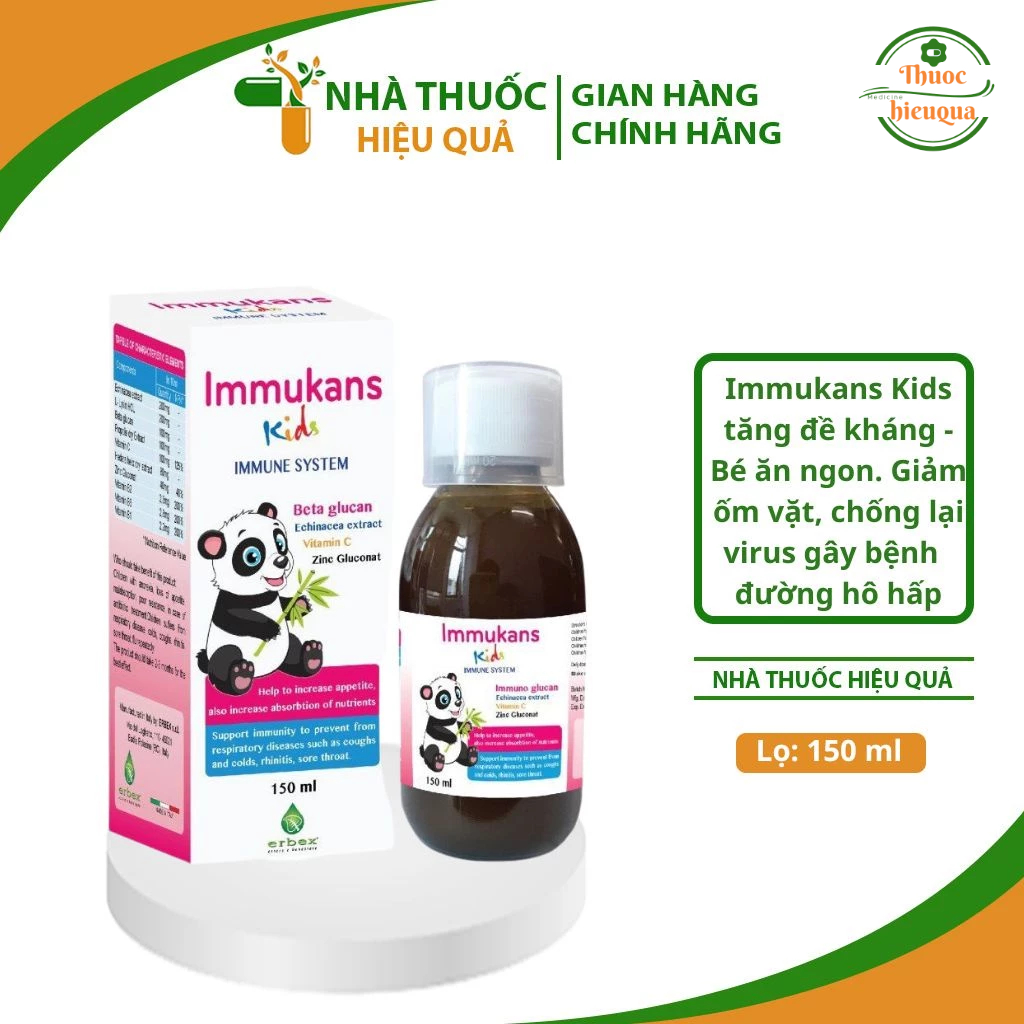 IMMUKANS KIDS Siro Ăn Ngon Và Tăng Sức Đề Kháng Cho Bé 150ml I Chính hãng Italia I thuochieuqua