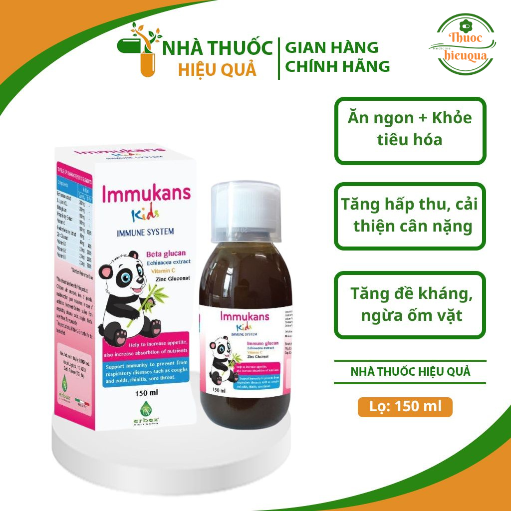 IMMUKANS KIDS Siro Ăn Ngon Và Tăng Sức Đề Kháng Cho Bé 150ml I Chính hãng Italia I thuochieuqua