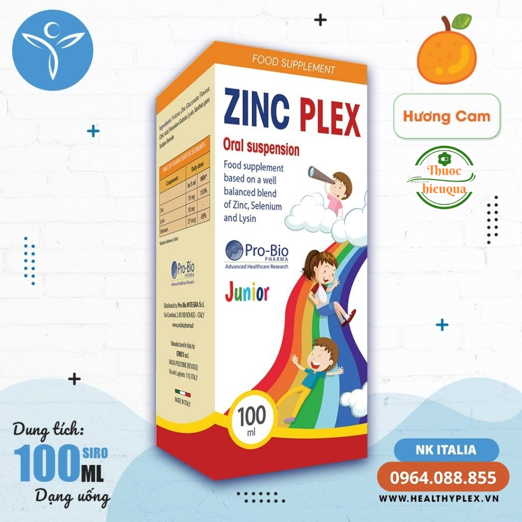 Siro ZinC Plex trợ tăng sức đề kháng, giúp bé ăn ngon miệng 100ml I Nhập khẩu chính hãng Italia.thuochieuqua