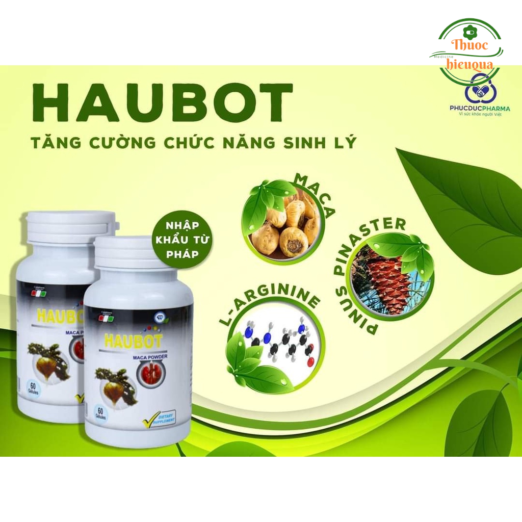 Haubot bổ thận tráng dương, tăng cường sinh lực I Lọ 60 viên I Hàng Nhập khẩu Pháp.thuochieuqua