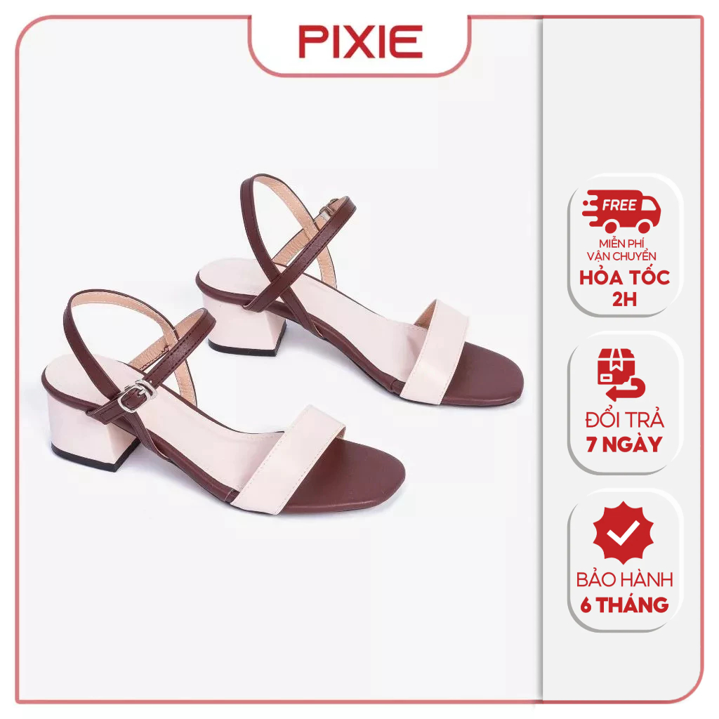 Giày Sandal Cao Gót Nữ 3cm Mix Màu Pixie X476