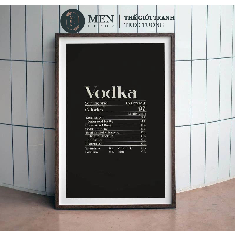 Tranh treo tường, Vodka Wall Art Bar Lounge Decor Vodka Bar Print, nhận in theo yêu cầu, tặng kèm đi
