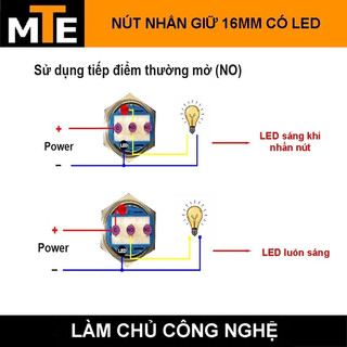 Nút nhấn 16MM nhấn giữ trạng thái ON/OFF 3-6V có led chống nước