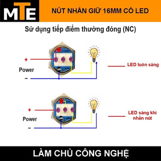 Nút nhấn 16MM nhấn giữ trạng thái ON/OFF 3-6V có led chống nước