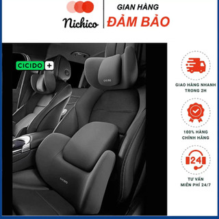 Gối Tựa Cổ và Tựa Lưng Cicido Cao Cấp cao su non Siêu Đàn Hồi-Gối Tựa Đầu và lưng Cicido Dáng Thể Thao Cho Xe Ôtô