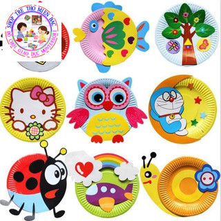 Set 10 đĩa giấy màu làm đồ thủ công