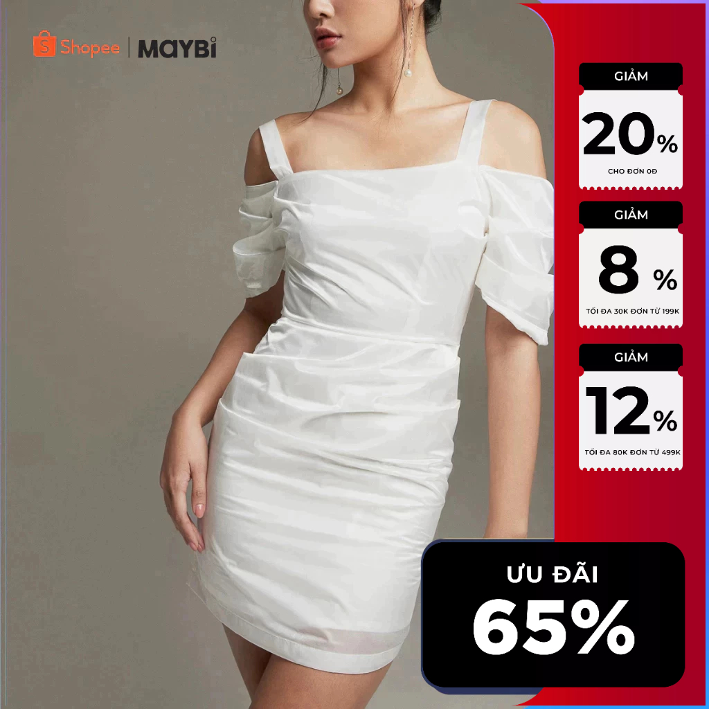 Đầm Maybi ôm phối tay xếp ly