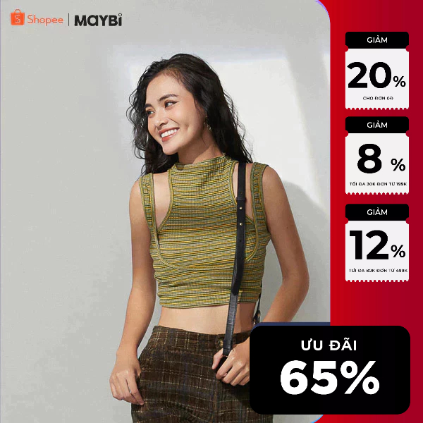 MAYBI Áo thun cổ lọ kiểu phối 2 dây