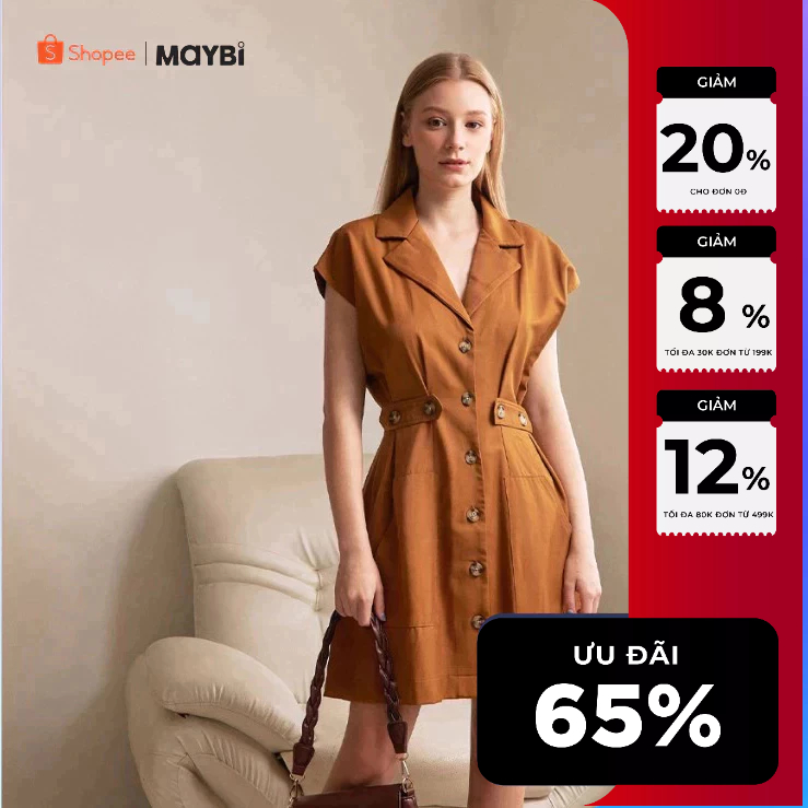 MAYBI Đầm suit form A phối đai eo kiểu